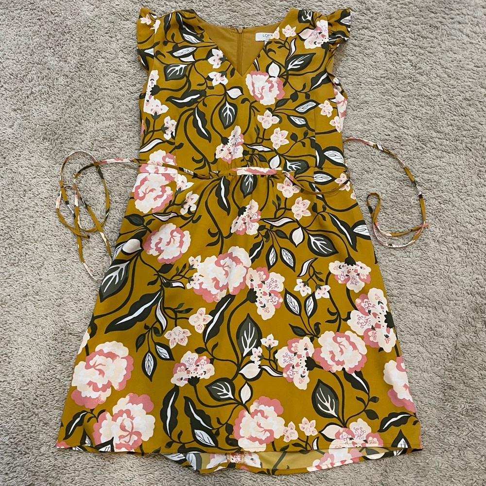 LOFT Pink Flutter Sleeve Sundress